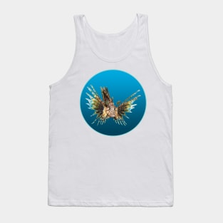 Lionfish | Floating Fish on a blue background in a circle | Tank Top